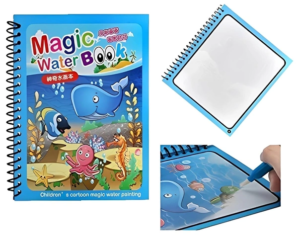  4-Pack Water Magic Coloring Books with Refillable Pens - No-Mess Water Reveal Activity Book Set for Kids - Reusable & Travel-Friendly