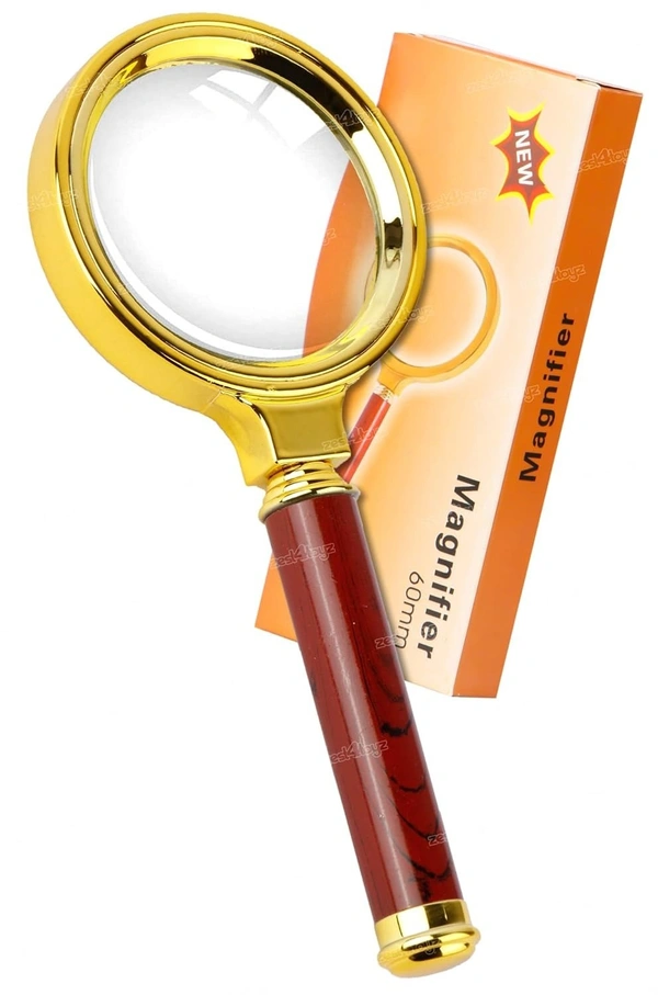 60mm Magnifying Glass for Reading/Map, Double Glass High Power Antique Handheld Magnifier Glass for Kids (Golden) - 60mm