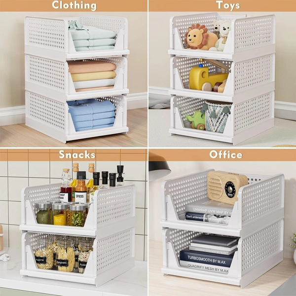 1 pc Stackable and Foldable Plastic Wardrobe Drawer Organizer for Clothes Storage for Cupboard and Almirah