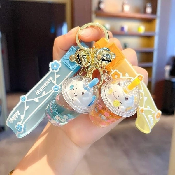 Water Keychain Car Key Backpack Pendant Lucid Arylic Bottle Portable Key Ring Accessories