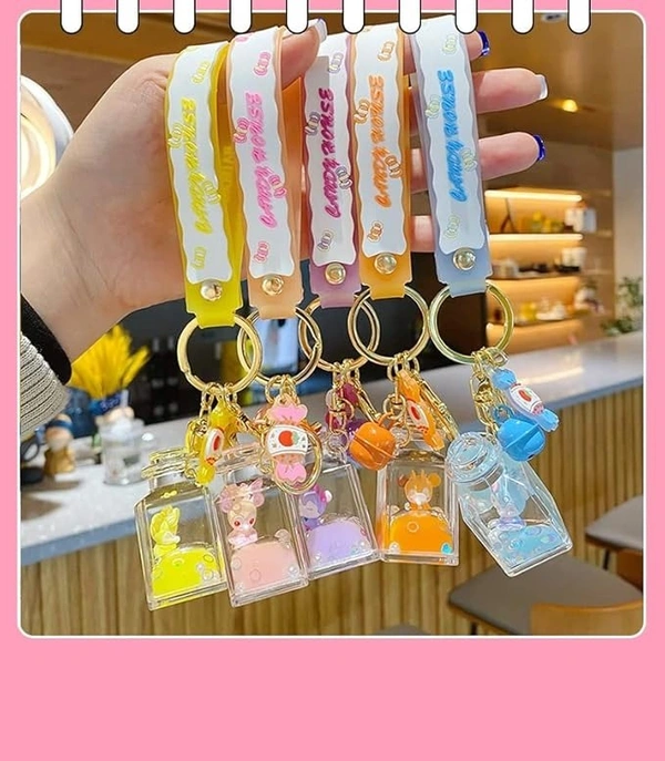 Water Keychain Car Key Backpack Pendant Lucid Arylic Bottle Portable Key Ring Accessories