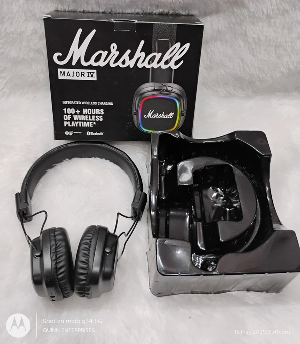 Major IV Wireless On-Ear Headphones with 80+ Hours of Playtime, Multi-Dimensional Control Knob, Wireless Charging- Black