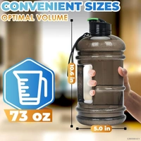 2.2L Water Bottle 75oz Half Gallon Capacity Leakproof BPA Free Odorless Material Solid Jug Daily Hydration Gym Fitness Athletic Gear Sports Water Bottle for Camping Hiking Outdoor Activities