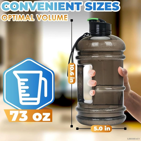 2.2L Water Bottle 75oz Half Gallon Capacity Leakproof BPA Free Odorless Material Solid Jug Daily Hydration Gym Fitness Athletic Gear Sports Water Bottle for Camping Hiking Outdoor Activities