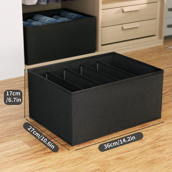 BAGS Clothes Drawer Organizer For Jeans,Wardrobe Clothes Organizer For Folded Clothes,Clothes Storage Organizer For Jeans,Sweater,Dresses,T-Shirts - BLACK