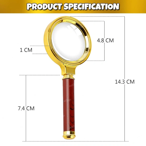 60mm Magnifying Glass for Reading/Map, Double Glass High Power Antique Handheld Magnifier Glass for Kids (Golden) - 60mm