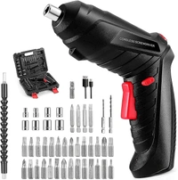 Metal Electric Screwdriver with 47 pcs Screwdriver Bit Set, Front LED Light, Flexible Shaft, Carrying Case, for Household - [Black-Pack of 1]