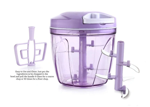 Plastic 2 in 1 Vegetable Fruit Nut Onion Handy Chopper, Meat Grinder Mixer Food Processor Slicer Shredder Salad Maker Tools (900ml, XL, Multicolour)