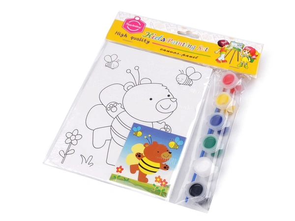 Mini Pre-Drawn Canvas Panel with Poster Colors & Brush