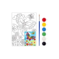 Mini Pre-Drawn Canvas Panel with Poster Colors & Brush