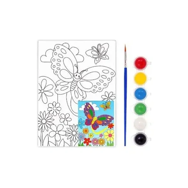 Mini Pre-Drawn Canvas Panel with Poster Colors & Brush