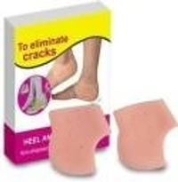 Anti Heal Crack  Silicone Gel Heel Pad Socks for Pain Relief - 1 Pair (Beige, Free Size)