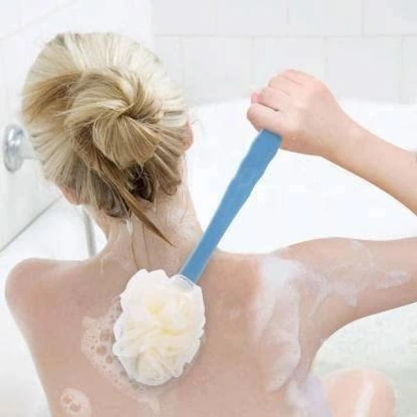 2 IN 1 Loofah with handle Body Brush, Bath shower Brush & Loofah Back Scrubber with Curved Long Handled for Skin Exfoliating Bath, Massage Bristles Suitable for Wet or Dry, Men and Women (Multi Color)