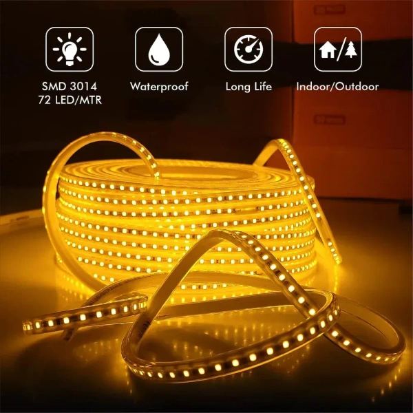Water Proof LED Rope light Warm White 25 Mtr with Adapter.