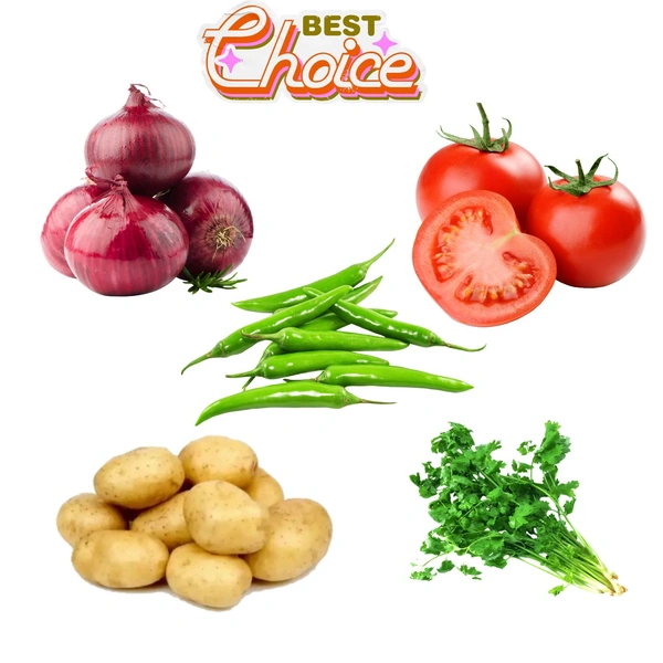 Onion+Tomato+Chilli+Potato+Coriander Leaves (Combo) - 2-3kg