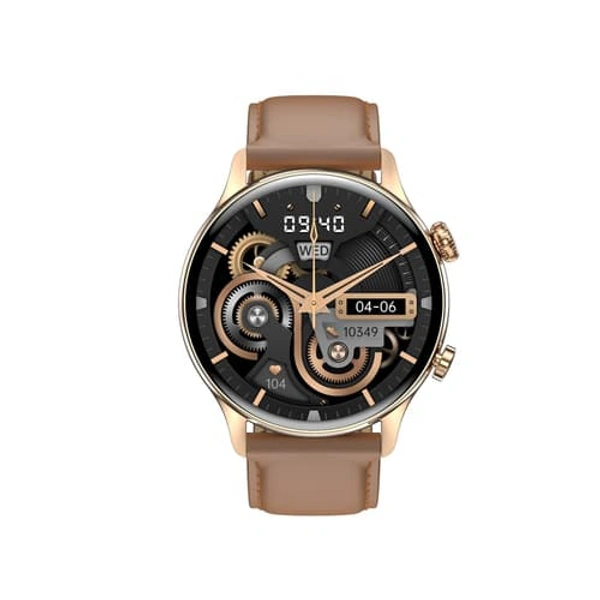 Swag Pro Amoled Always On Display Bluetooth Calling Smart Watch (Round, Gold)