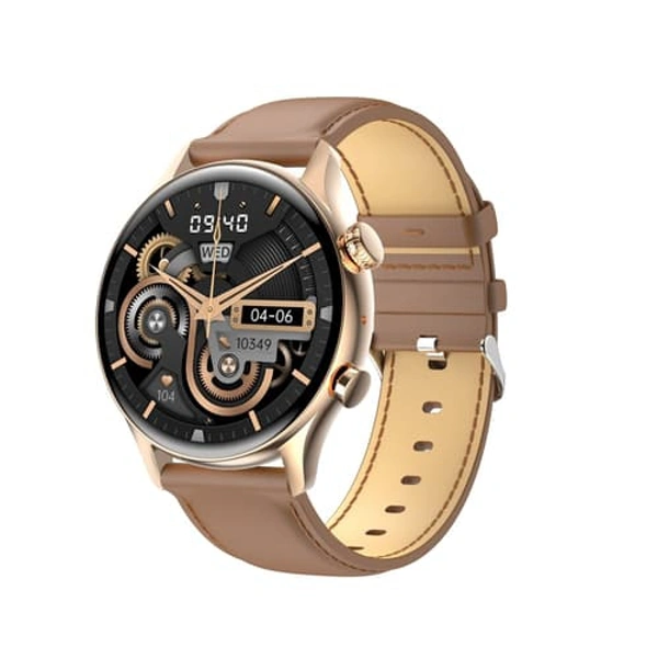 Swag Pro Amoled Always On Display Bluetooth Calling Smart Watch (Round, Gold)
