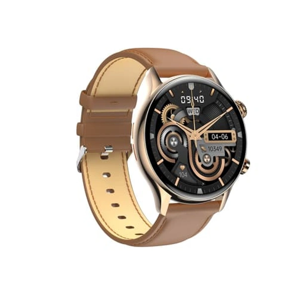 Swag Pro Amoled Always On Display Bluetooth Calling Smart Watch (Round, Gold)