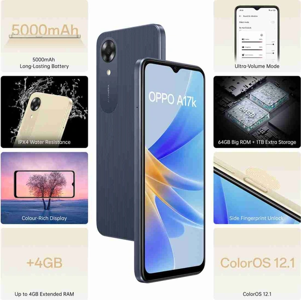Oppo A17k (Blue, 3GB RAM, 64GB Storage) - Gold