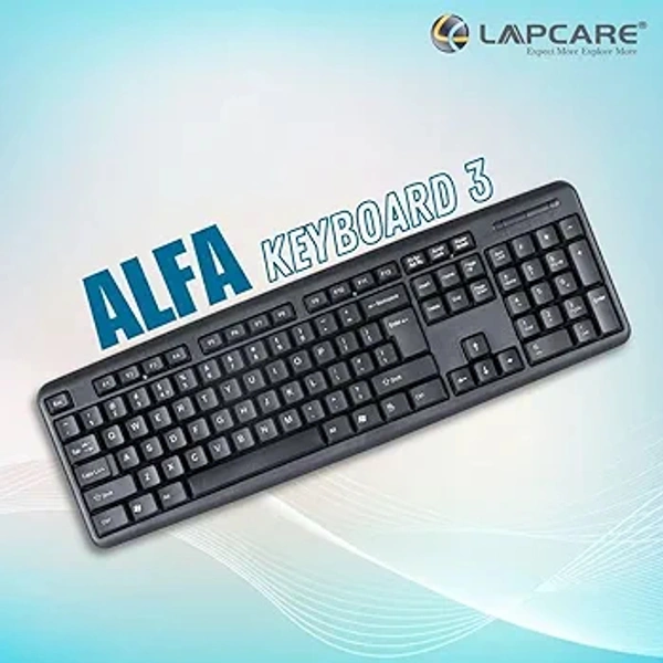Lapcare Alfa Keyboard 3 with Adjustable Kickstand, Capslock Indicator and 104 Keyboard Standard Key (Black)