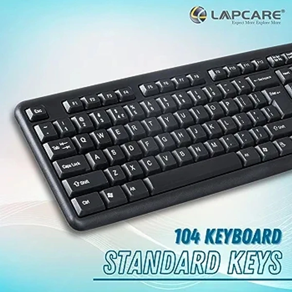 Lapcare Alfa Keyboard 3 with Adjustable Kickstand, Capslock Indicator and 104 Keyboard Standard Key (Black)