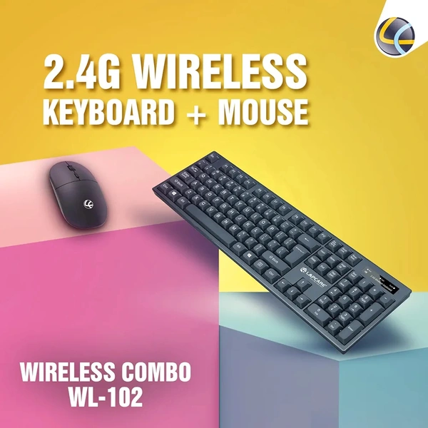 Lapcare WL-102 2.4G Wireless Keyboard and High Precision Mouse with Advanced Optical Sensor Technology, Black