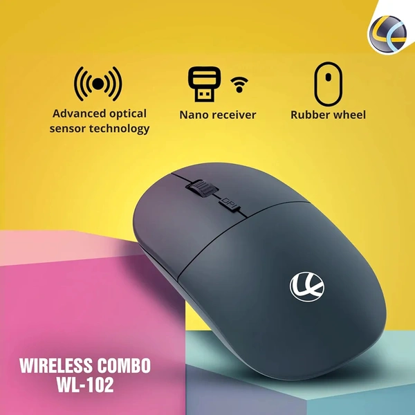 Lapcare WL-102 2.4G Wireless Keyboard and High Precision Mouse with Advanced Optical Sensor Technology, Black