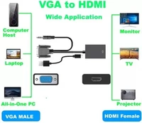 microware VGA to HDMI Converter Adapter 1080P (Male to Female) for Computer, Laptop, PC Media Streaming Device  (Black)