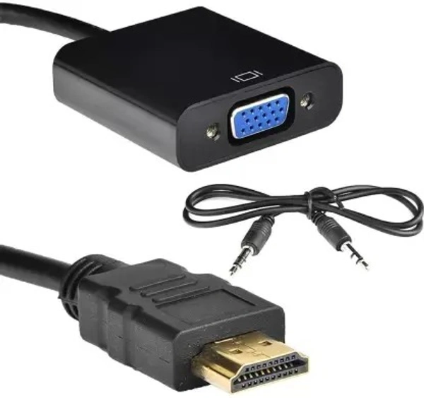 HDMI to VGA Convertor with Sound  (Black, For Laptop)