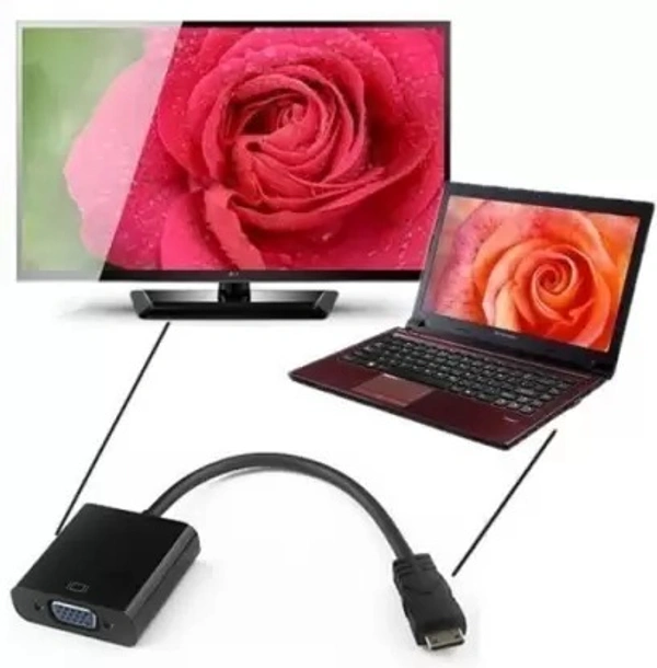 HDMI to VGA Convertor with Sound  (Black, For Laptop)