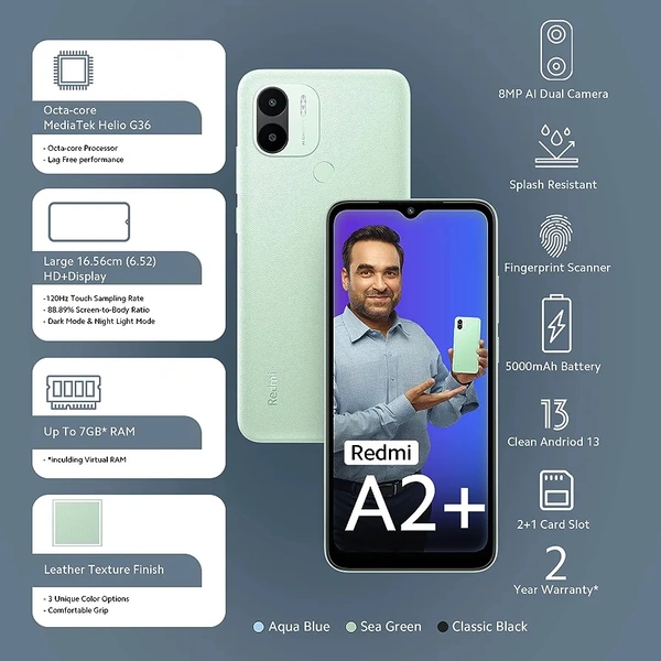Redmi A2+ (4GB+64GB) - Aqua blue