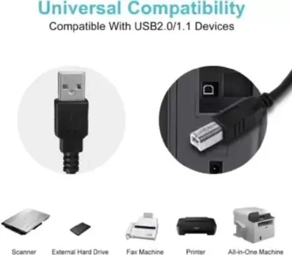 Micro USB Cable 5 m USB A to Male To USB B 2.0 High Speed Cable A Male to B Male Cord  (Compatible with Computer, Projector, Printer, Laptop, Black, One Cable)
