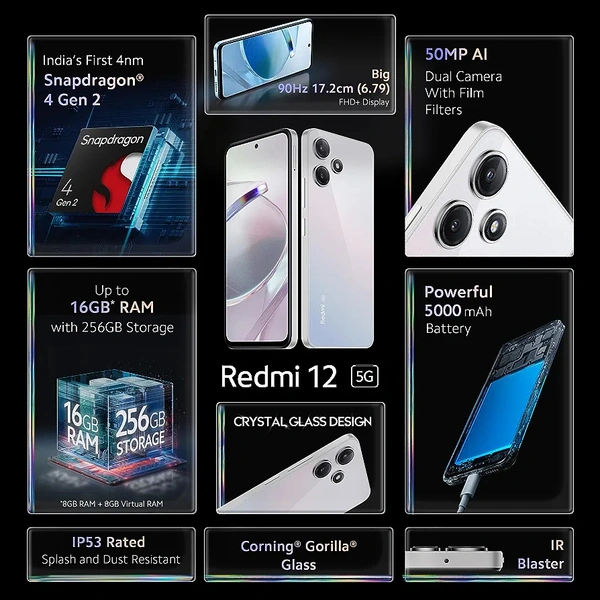 Redmi 12 5G - Jade Black, 4GB+128GB