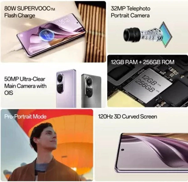 OPPO Reno10 Pro 5G (Glossy Purple, 256 GB)  (12 GB RAM) - Glossy purple