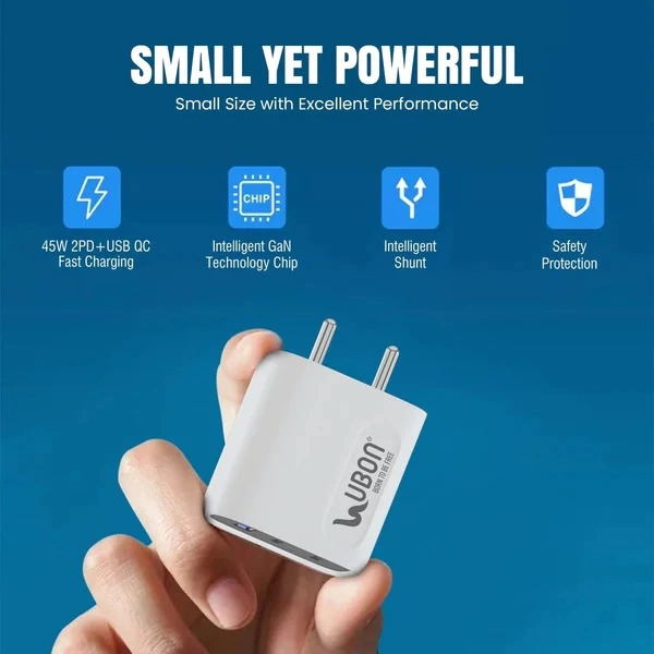 CH-1000 Fasto Power 45W PD Charger With Triple Ports - White