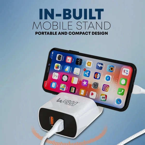 Fast Mobile Charger With Mobile Stand - White