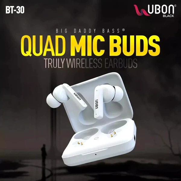 Quad Mic Buds BT-30 Truly Wireless Earbuds - White