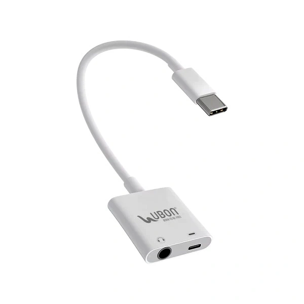 2 In 1 All Rounder WR-477 Type-C Charging & Audio Connector - White