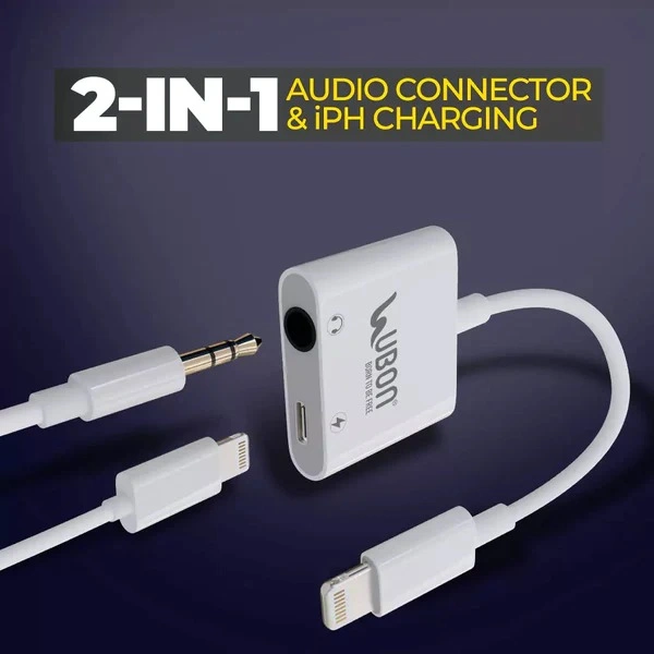 2 In 1 Connect Master WR-478 IPhone Charging & Audio Connector - White