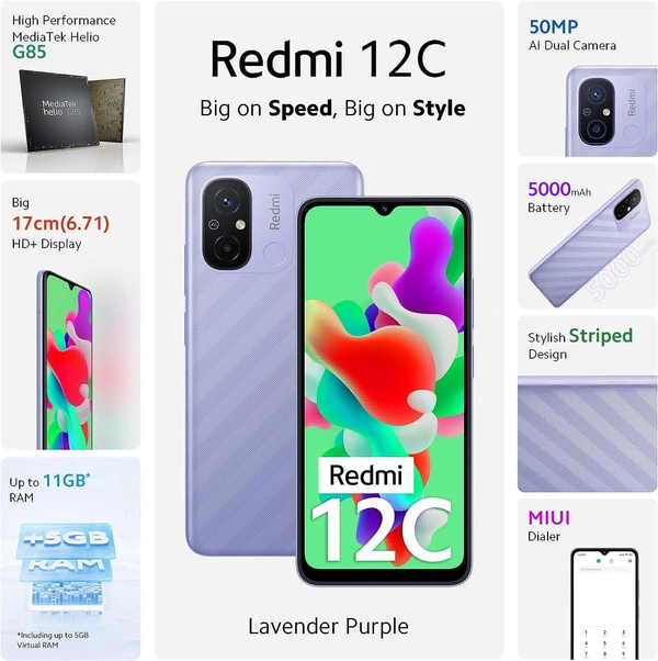 Redmi 12C - Royal Blue, 6GB+128GB