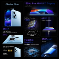 Redmi Note 12pro 5G - Glacier Blue, 8GB+128GB