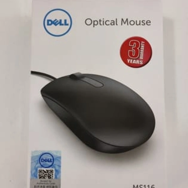 Dell Ms116 Wired Optional Mouse Optical Mouse 1000 DPI, LED tracking Scrolling Wheel Plud And Play