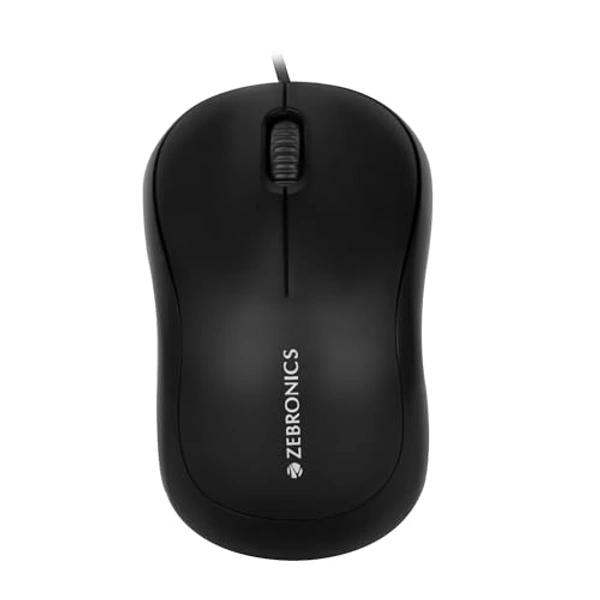 ZEBRONICS Zebcomfort Wired USB Mouse 3 Button 1000 DPI Optical Sensor Plug And Play 