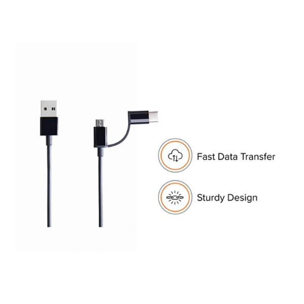 MI 2 In 1 Usb Cable (Micro Usb To Type C) 100CM