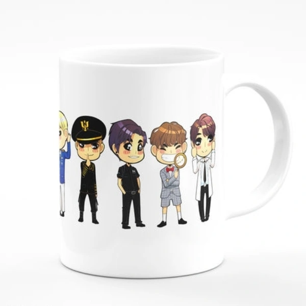 BTS Signature Printed White Coffee Mug with bts anime 💜