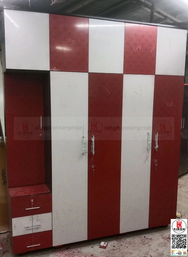 Wardrobe With Loft 4 Door With Dressing Table Drower - 96*78*21