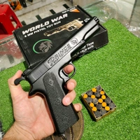 MATT  BLACK WORLD WAR EDITION 9 MM TOY GUN ( 1 BOX CORK+1 COVER FREE) - Black