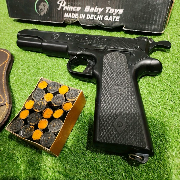 MATT  BLACK WORLD WAR EDITION 9 MM TOY GUN ( 1 BOX CORK+1 COVER FREE) - Black