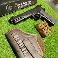MATT  BLACK WORLD WAR EDITION 9 MM TOY GUN ( 1 BOX CORK+1 COVER FREE) - Black