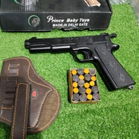 MATT  BLACK WORLD WAR EDITION 9 MM TOY GUN ( 1 BOX CORK+1 COVER FREE) - Black